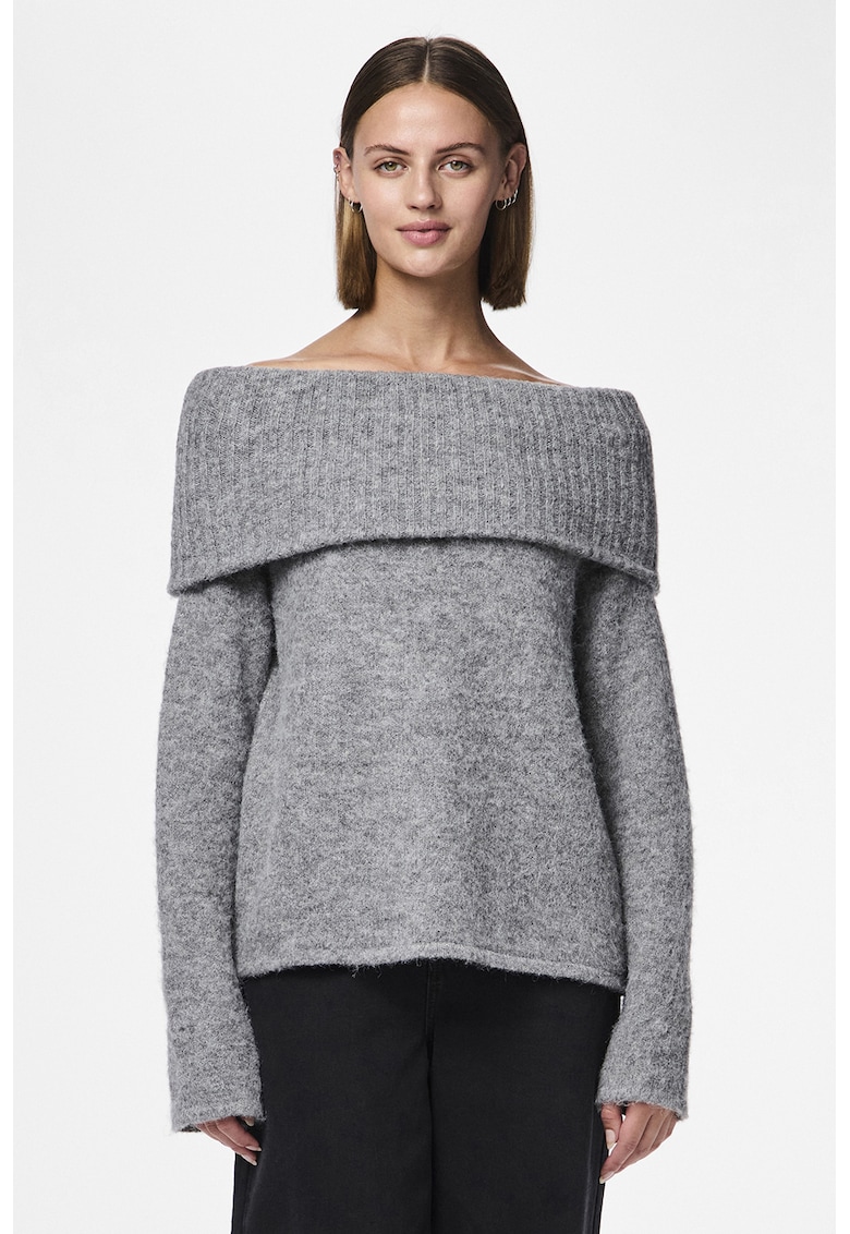 Pulover tricotat cu decolteu pe umeri