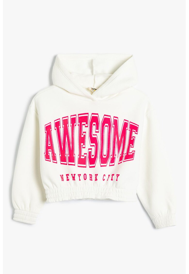 Hanorac crop cu imprimeu text