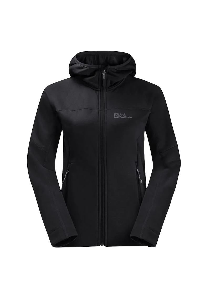 Jack Wolfskin Bluza sport din fleece - Hirschberg Hooded FZ W 1710871 - Negru