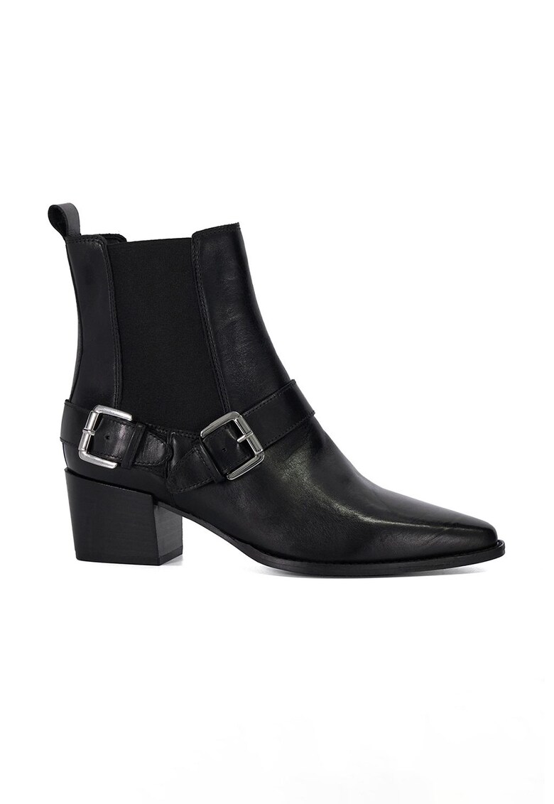 Botine din piele cu curele - Negru