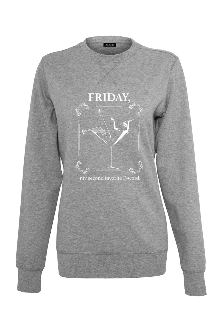 Bluza de trening cu imprimeu si decolteu la baza gatului