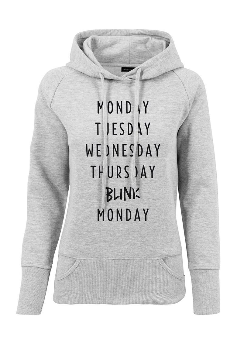 Hanorac cu imprimeu si buzunare laterale - Gri deschis melange