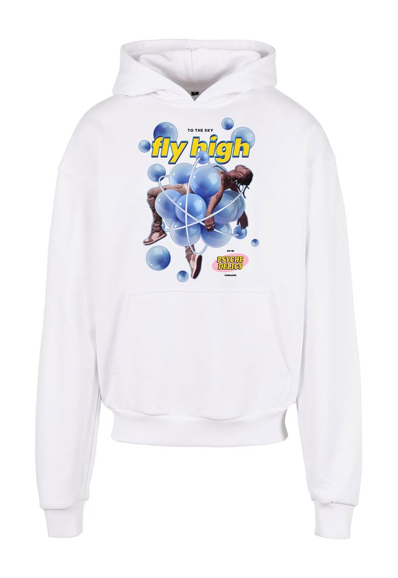 Hanorac cu imprimeu grafic - Alb optic/Albastru deschis