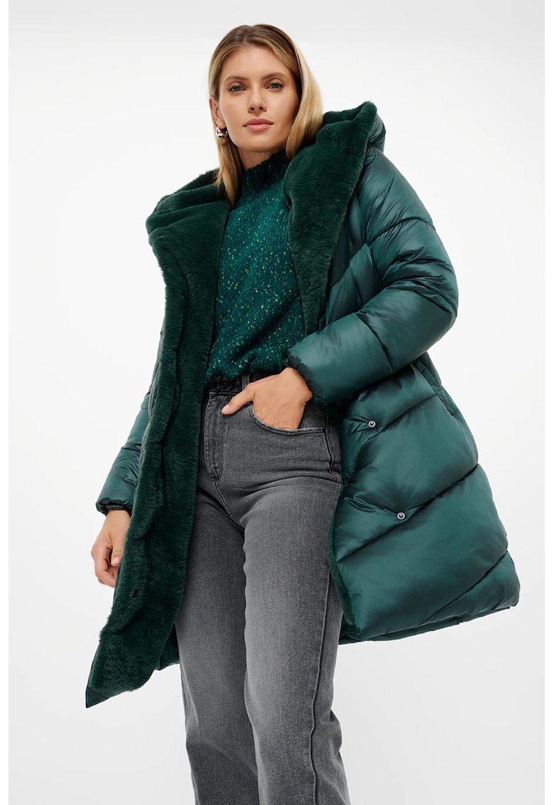 Geaca cu vatelina si capse - Verde inchis