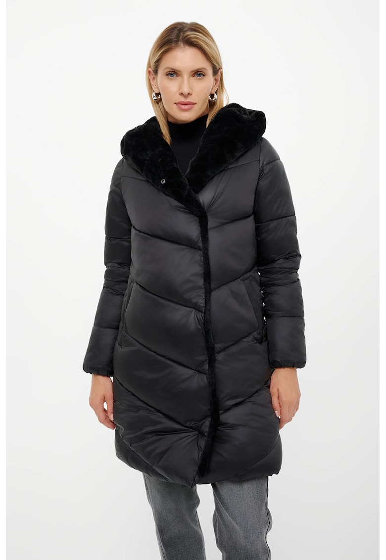 Geaca cu vatelina si capse - Negru stins