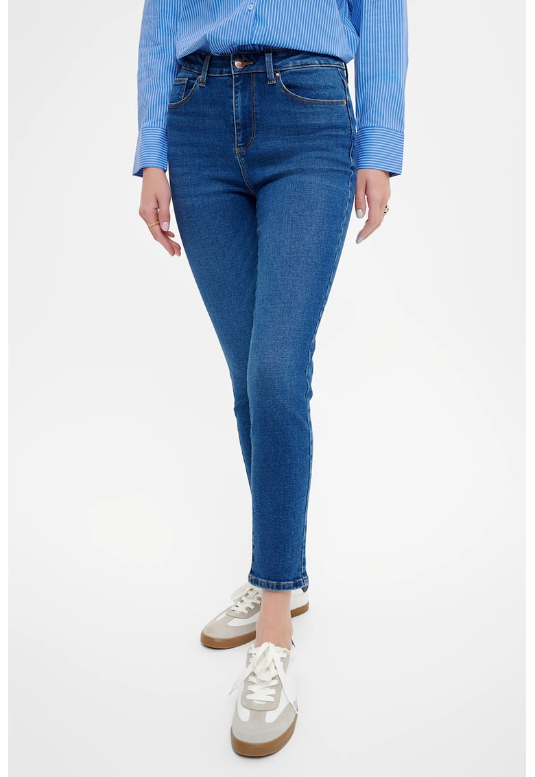 Blugi crop skinny - Albastru inchis