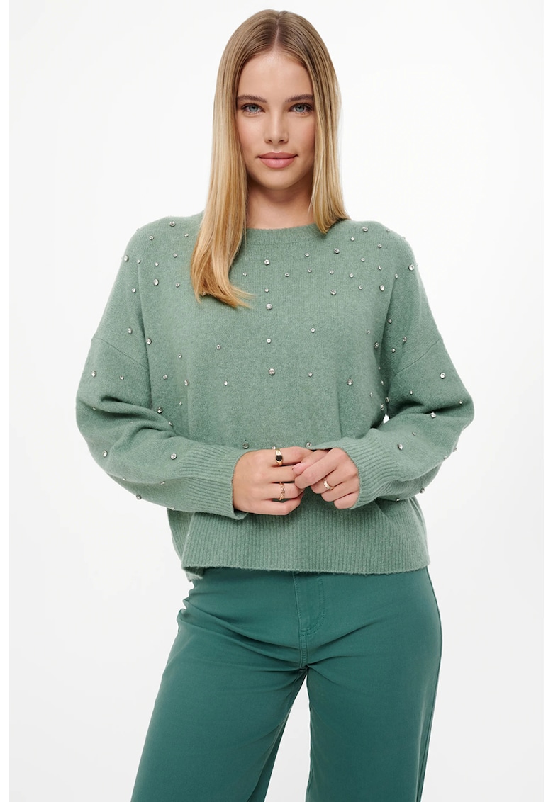 Pulover din amestec de lana cu strasuri