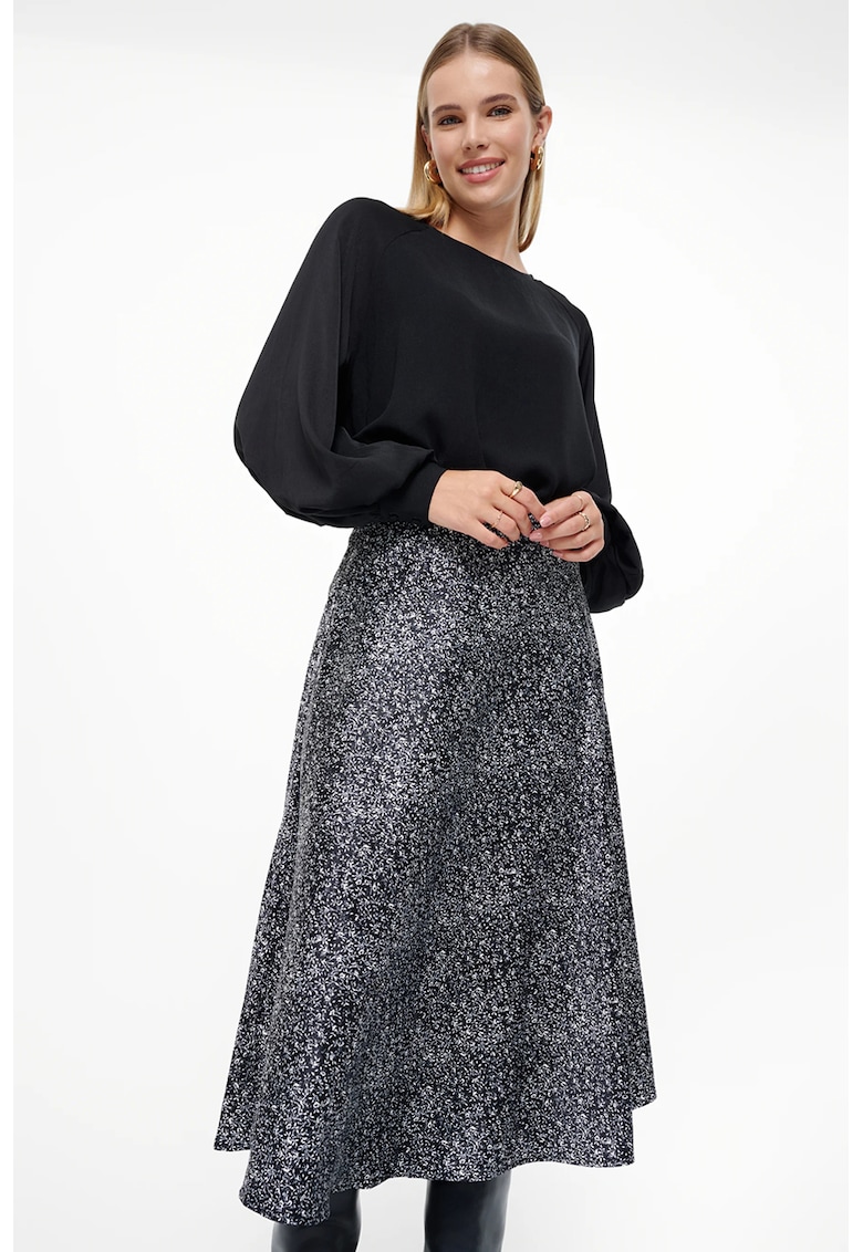 Fusta midi evazata cu model