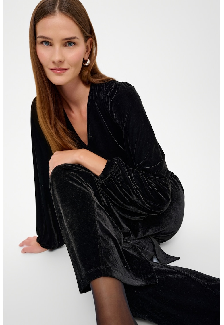 Salopeta de catifea cu cordon - Negru