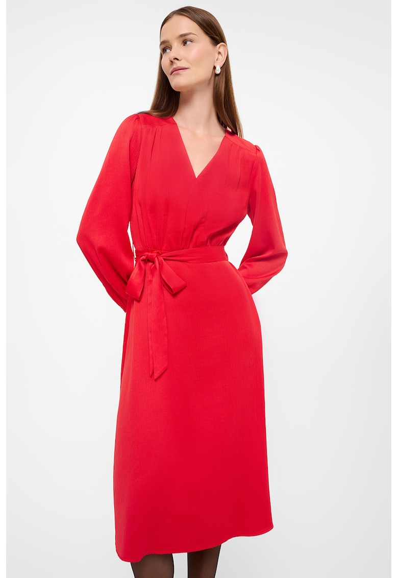 Rochie midi cu un cordon in talie