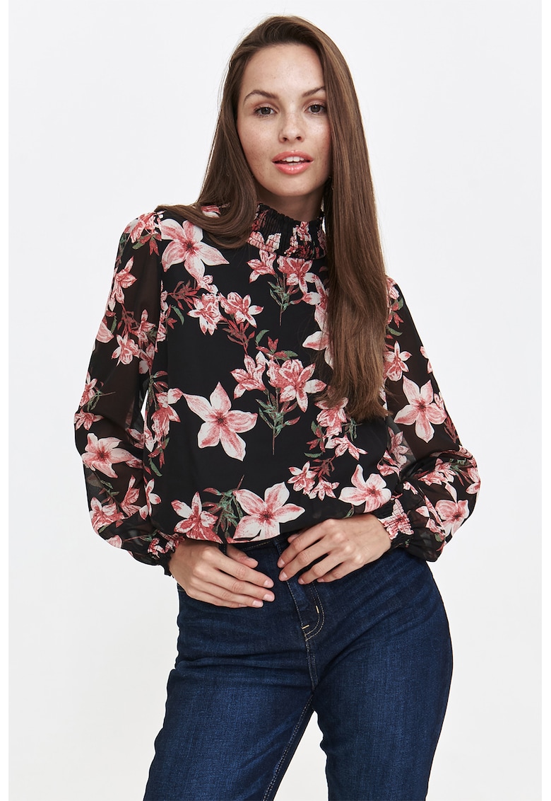 Bluza cu model floral si maneci bufante