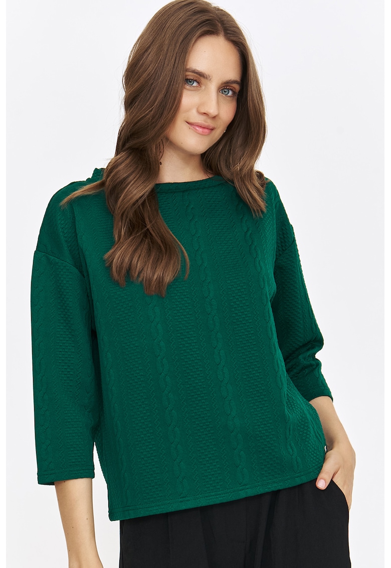 Bluza de trening cu decolteu la baza gatului si model torsade