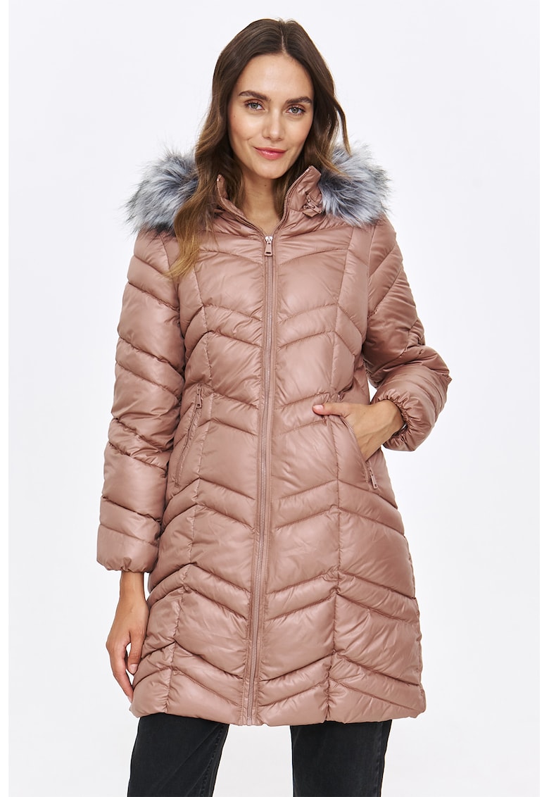 Geaca lunga cu buzunare cu fermoar