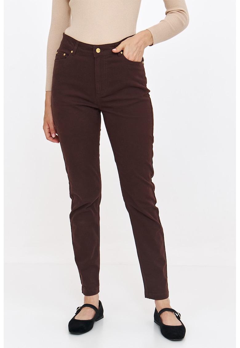 Blugi slim fit cu talie inalta