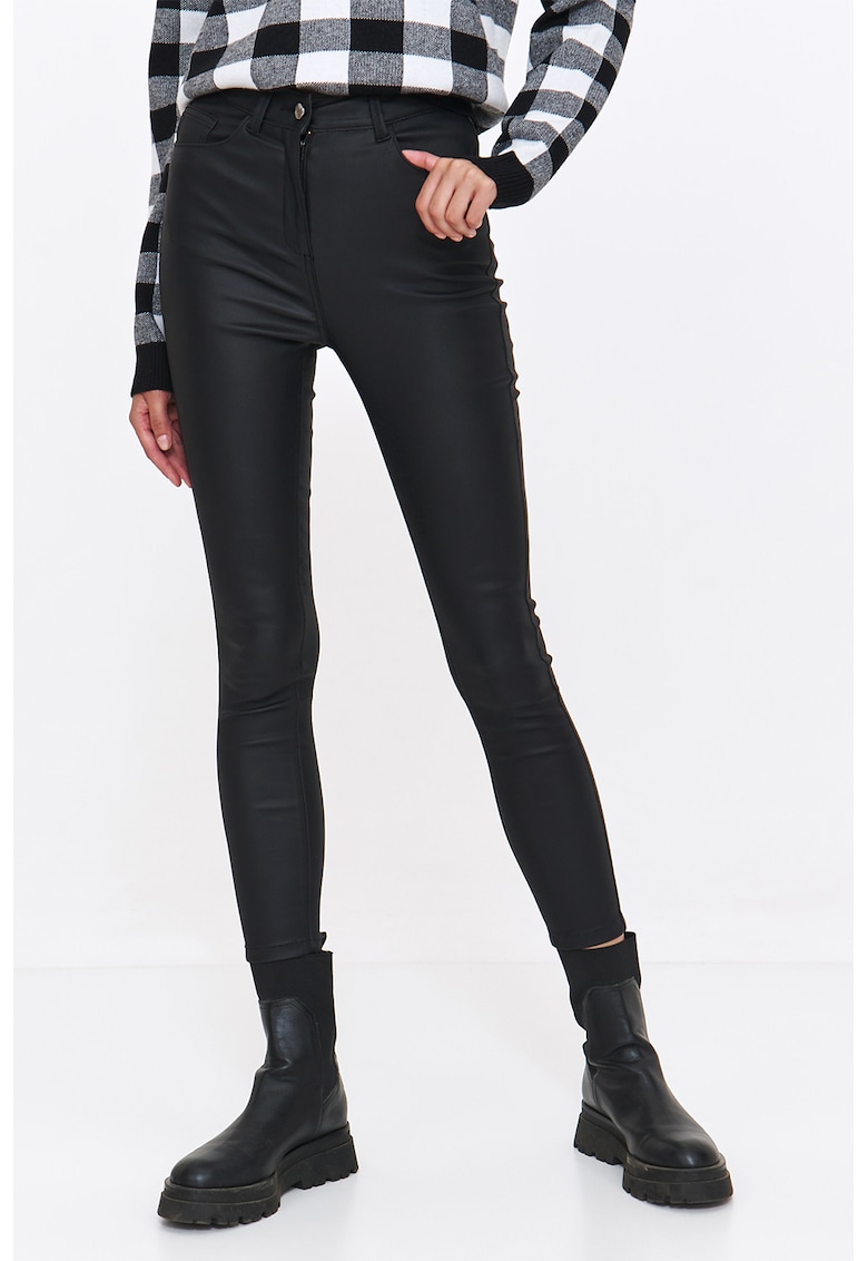 Pantaloni skinny crop cu pelicula