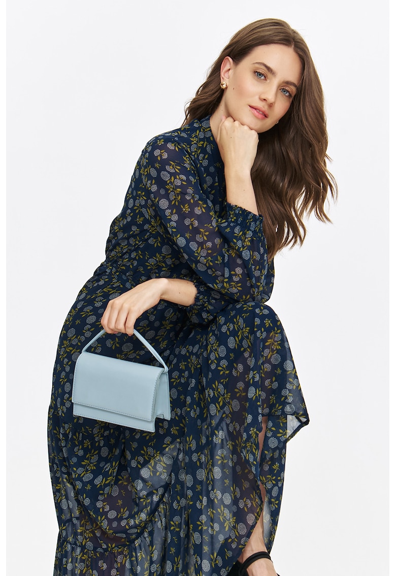 Rochie lunga cu croiala evazata si model floral