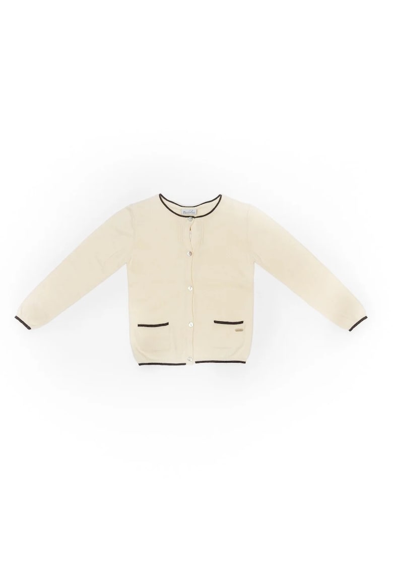 Pulover cu nasturi - gros - 22827-2 - Crem -