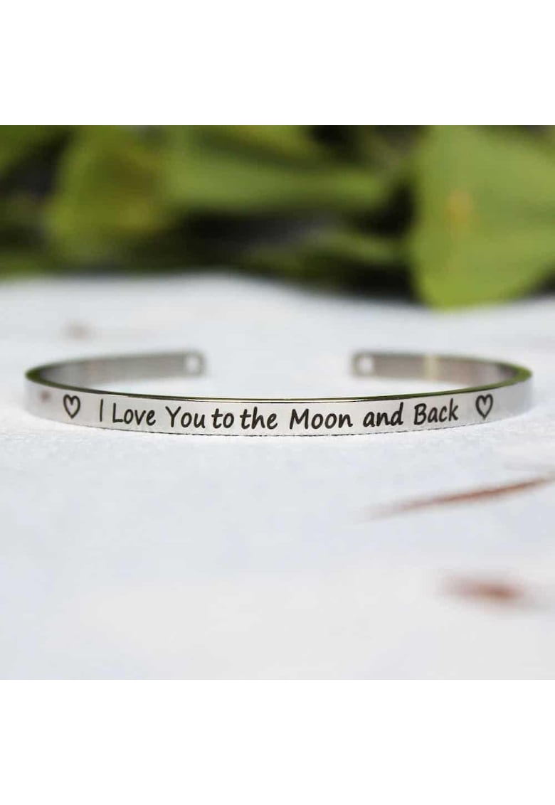 Bratara ajustabila - argintie - gravata I love you to the moon and back P8 -