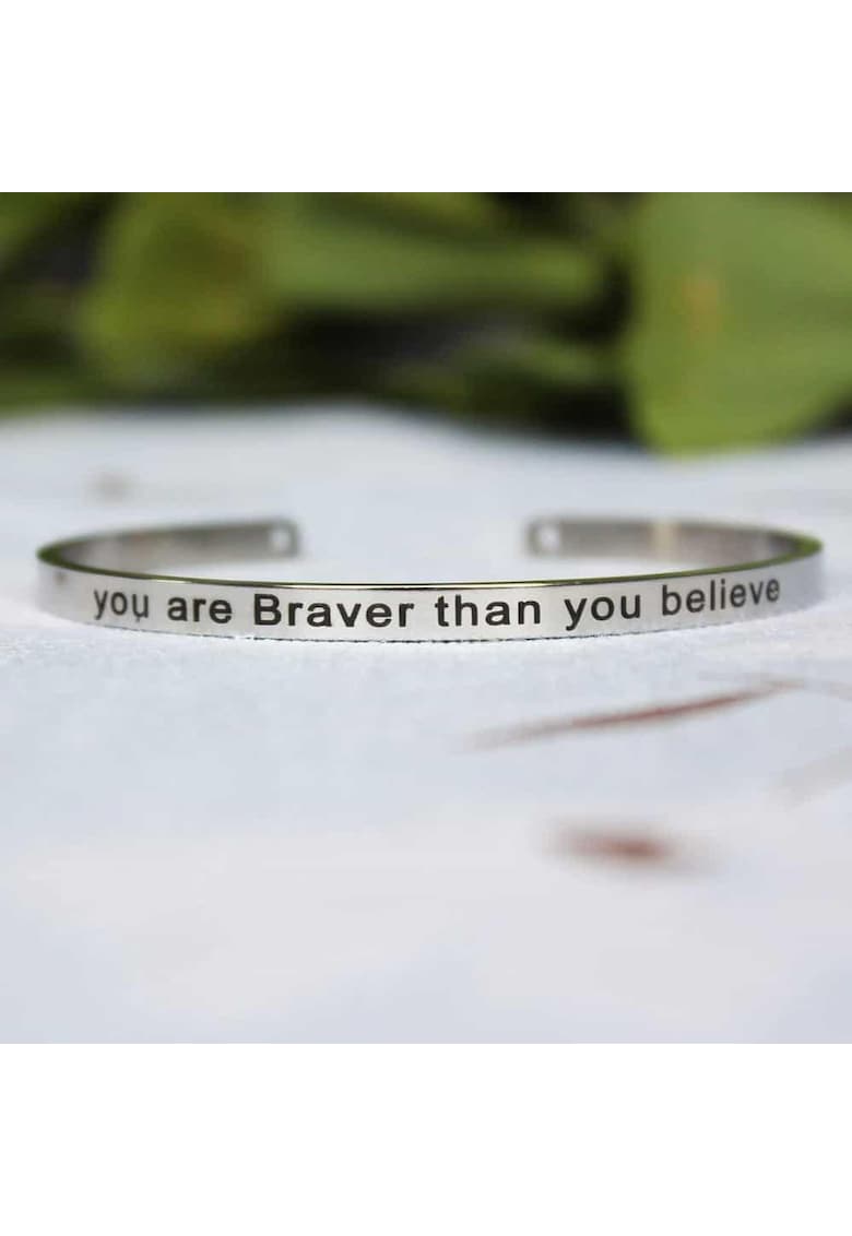 Bratara ajustabila - argintie - gravata You are braver than you believe P7 - Bratara ajustabila - argintie - gravata You are braver than you believe P7 -