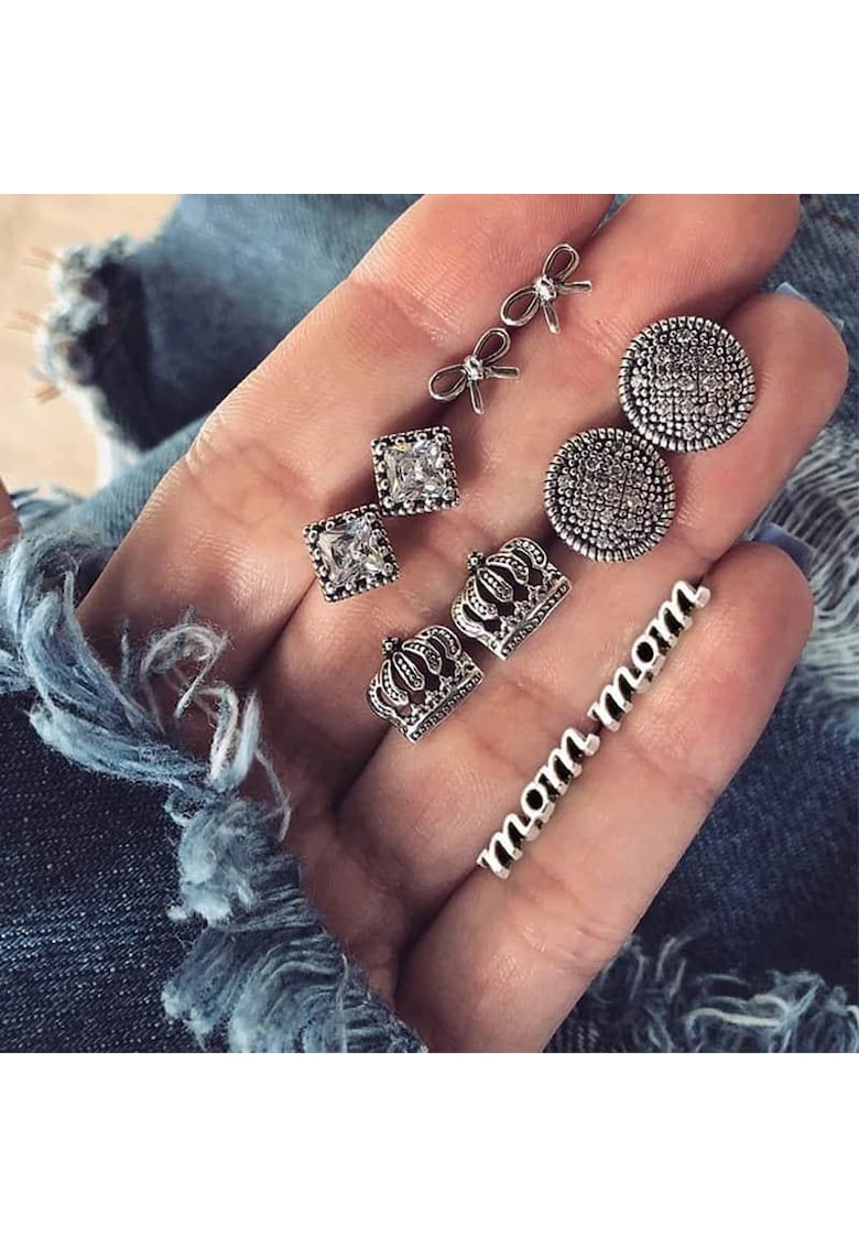 Set cercei - argintii - cu pietre - Monalise C9 -