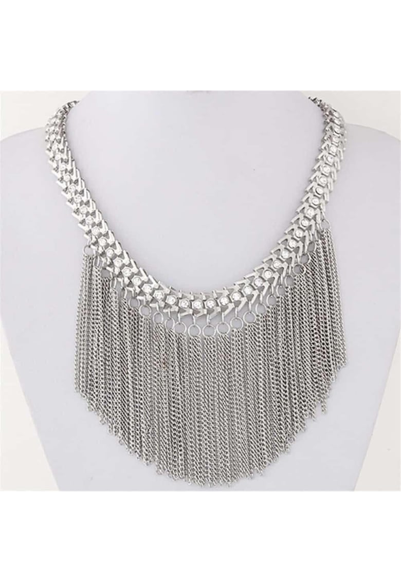 Colier argintiu - cu franjuri - Livia C1