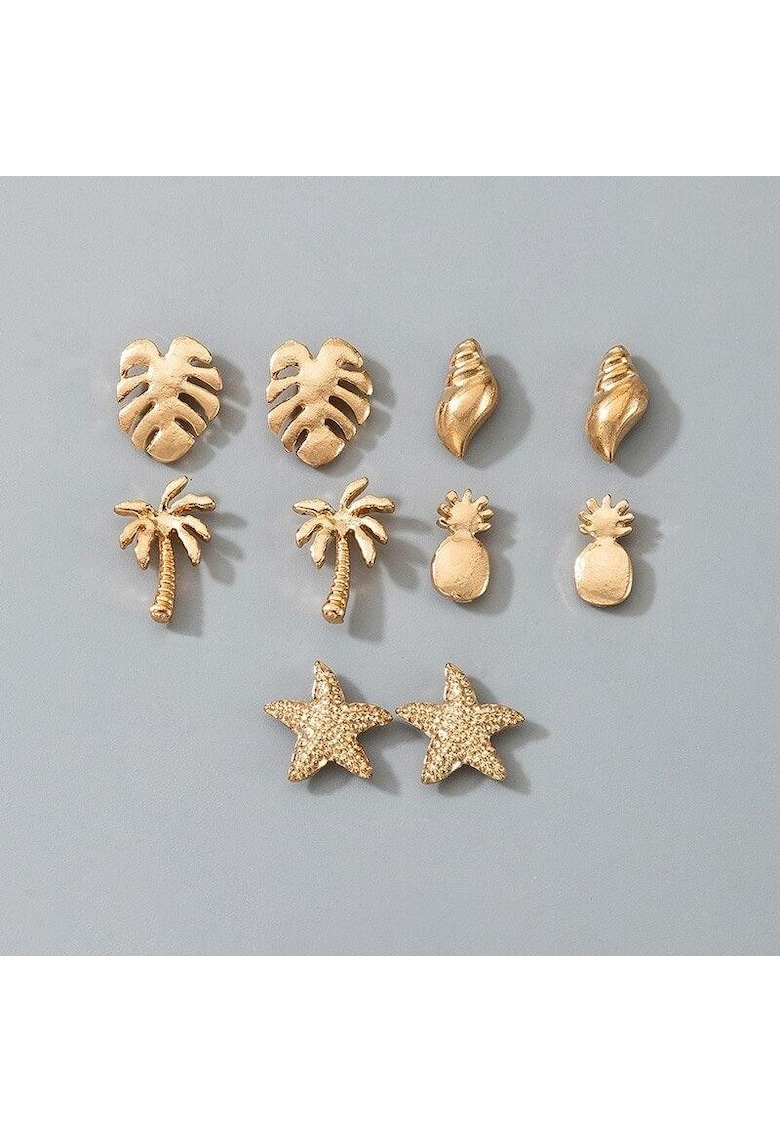 Set 5 perechi cercei - aurii - tema exotica - Odethe C9 -