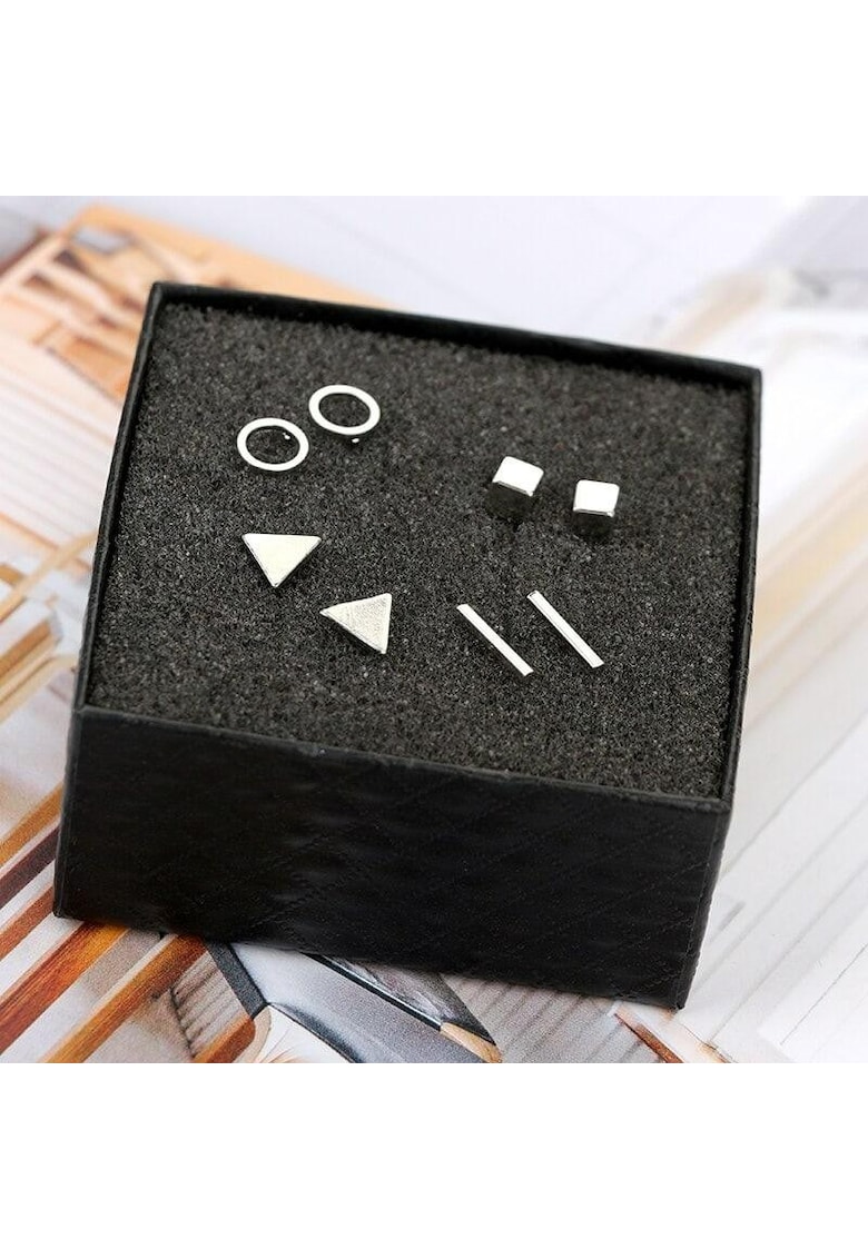 Set 4 perechi cercei - argintii - forme geometrice - Oddny C8 - Set 4 perechi cercei - argintii - forme geometrice - Oddny C8 -