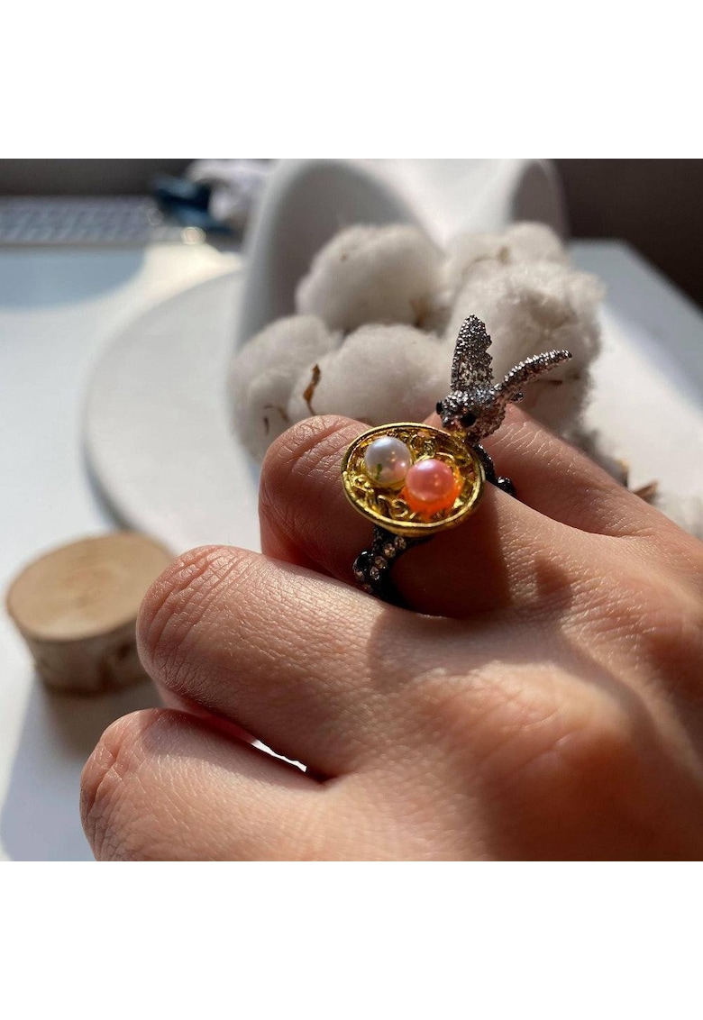 Inele argintiu - cu pasare si cuib - Philine C5 -