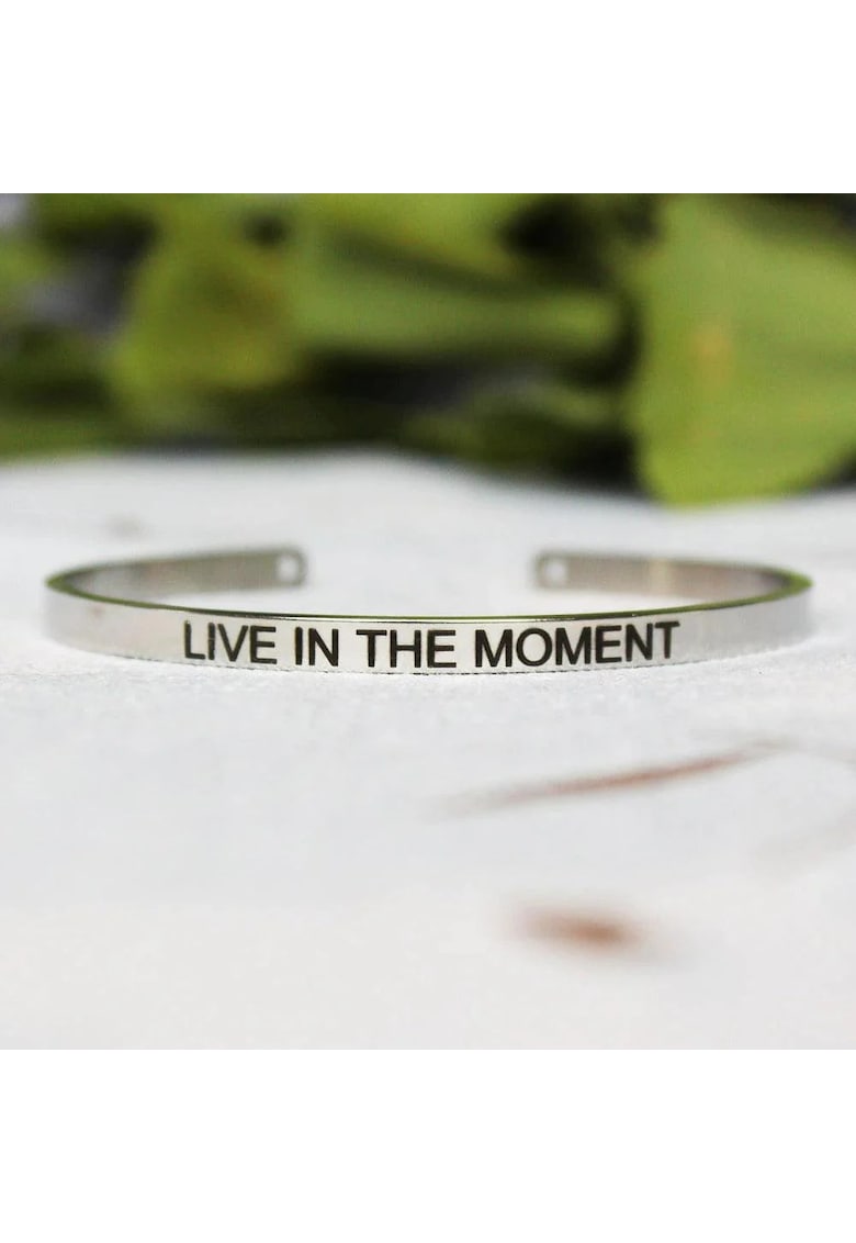 Bratara argintie - ajustabila - gravata Live in the moment P1 -