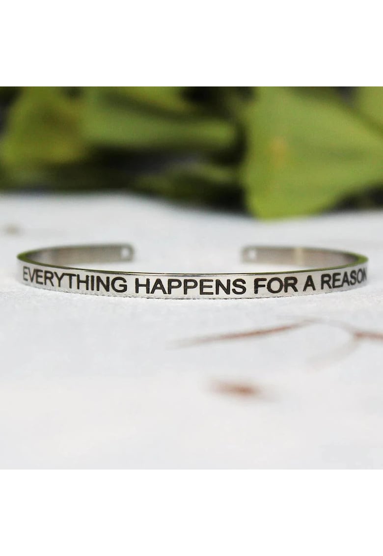 Bratara argintie - ajustabila - gravata Everything happens for a reason P7 -
