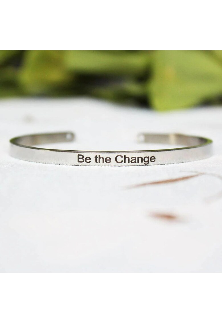 Bratara argintie - ajustabila - gravata Be the Change P8 -