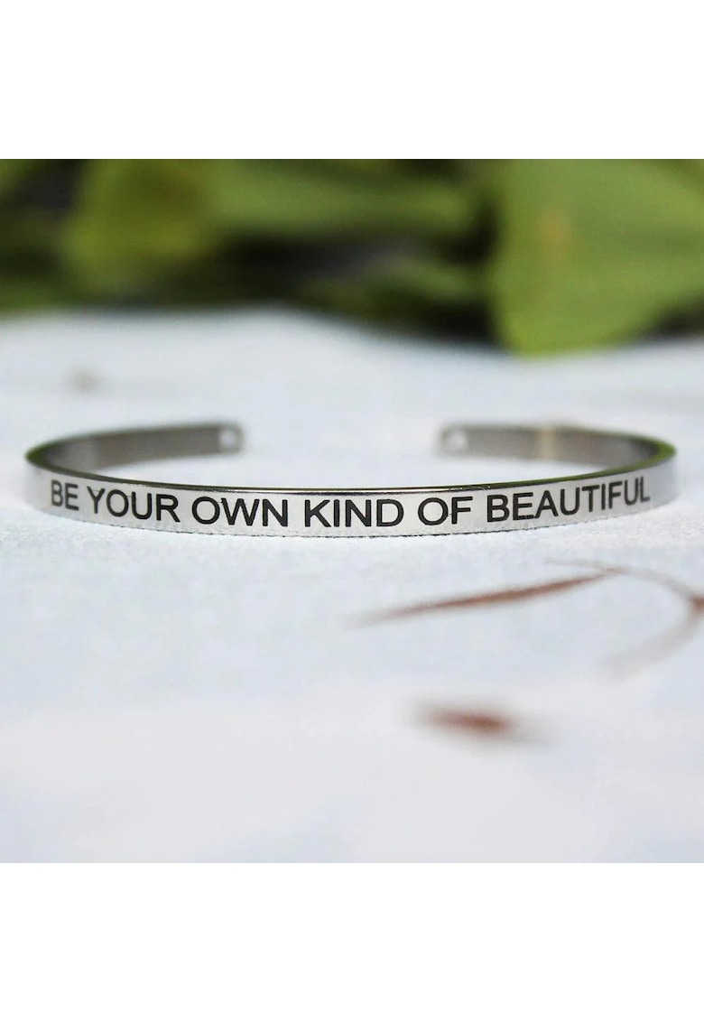Bratara argintie - ajustabila - gravata Be your own kind of beautiful P3 -