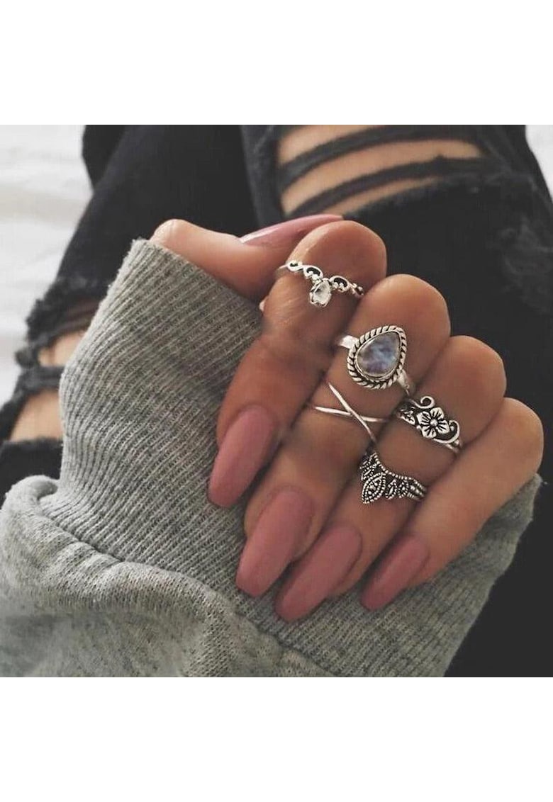 Set 7 inele - argintii - cu pietre - Briana C11 -