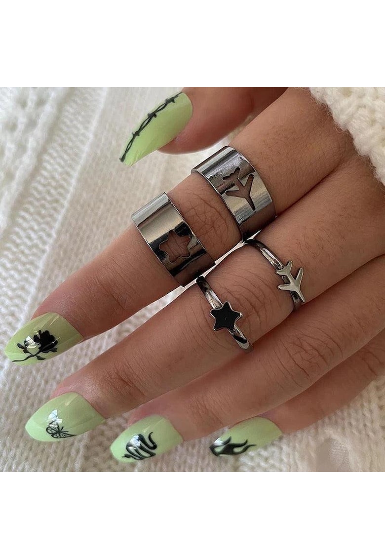 Set 4 inele - argintii - cu avion - Deisy C1 -