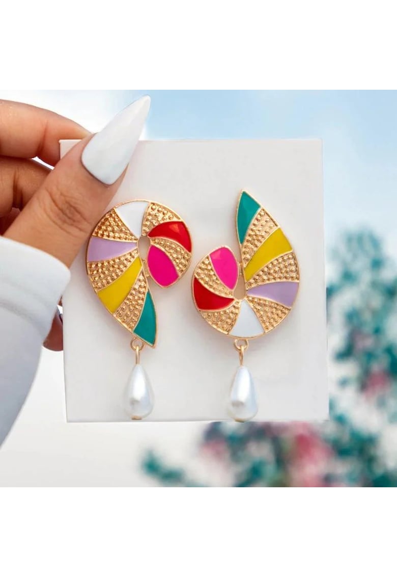 Cercei aurii - forma de scoica - cu perle - Loraine C27 - Cercei aurii - forma de scoica - cu perle - Loraine C27 -