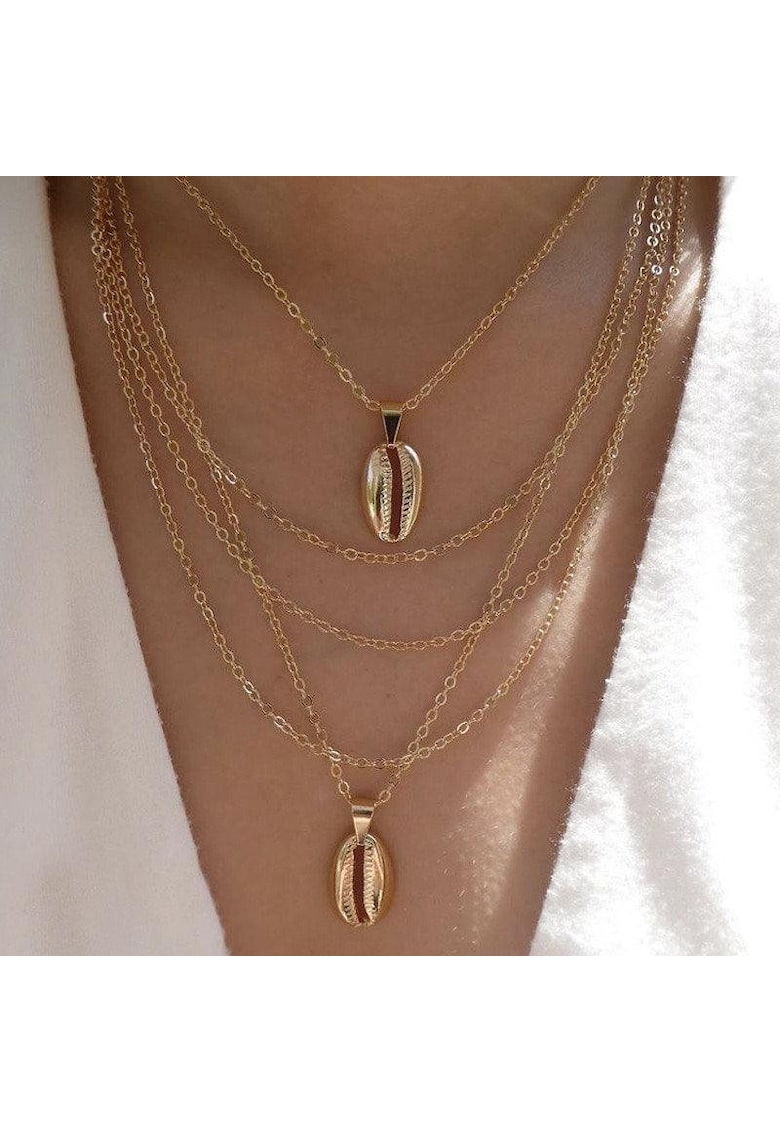 Colier auriu - in 5 straturi - cu scoici - Alexius C10