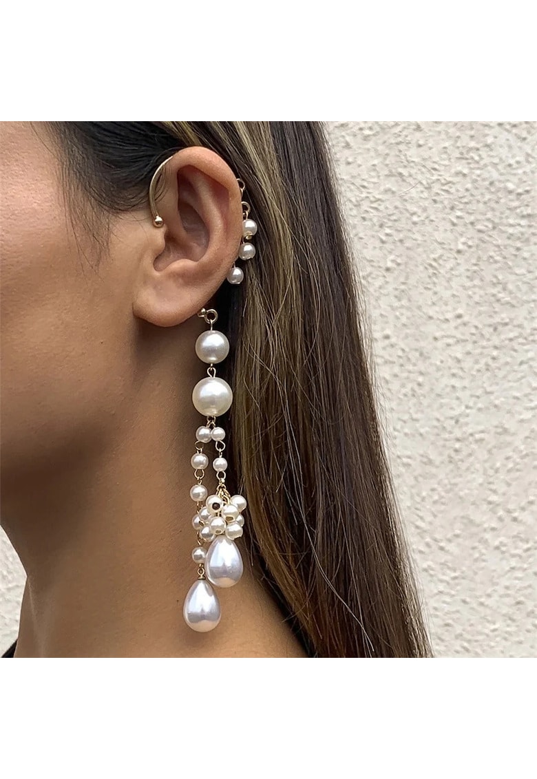 Cercel ear cuff - auriu - cu perle - Harder C4 -