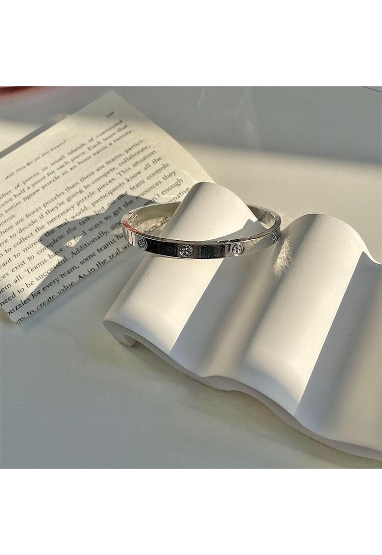 Bratara Love - din otel inoxidabil - argintie - suflata cu aur 18k - Apelun C1