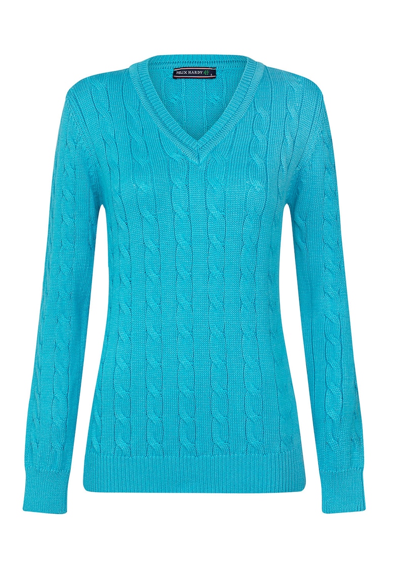 Pulover cu decolteu in V si model torsade