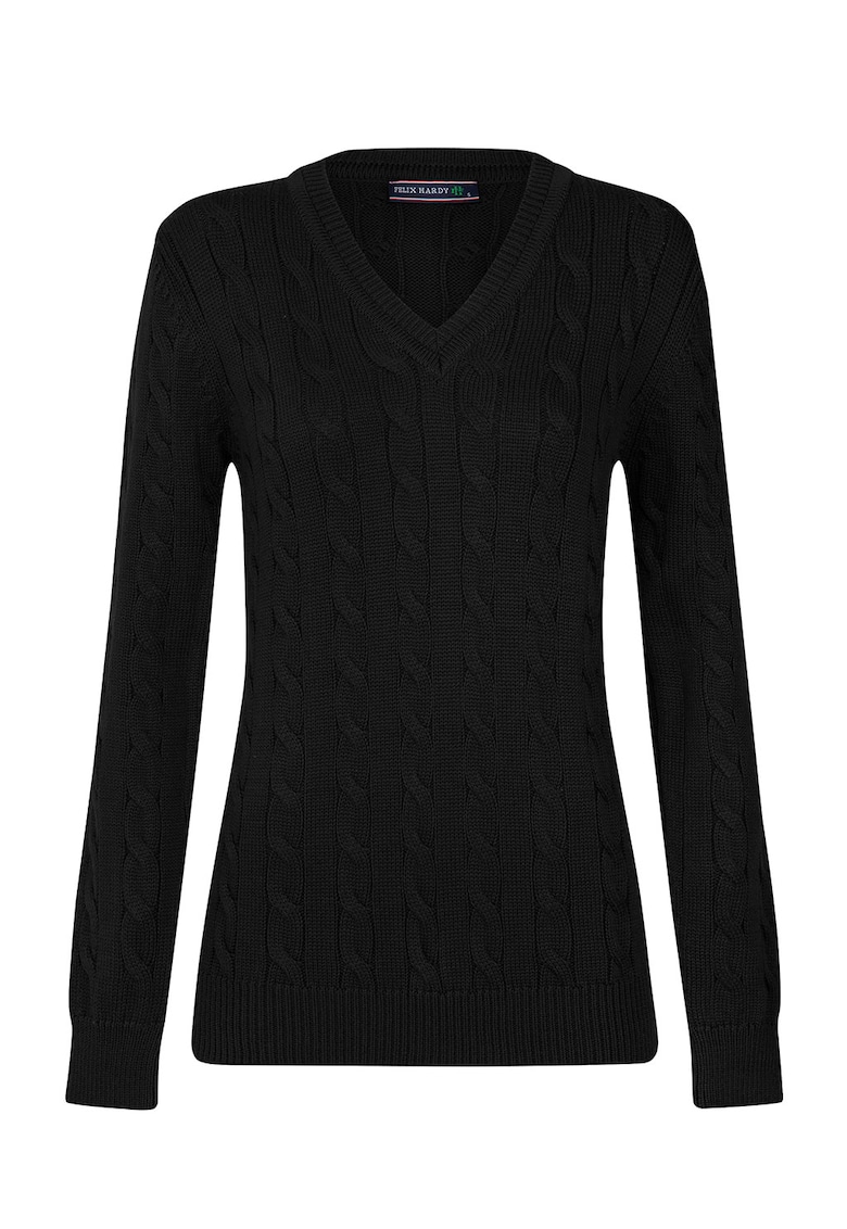 Pulover cu decolteu in V si model torsade