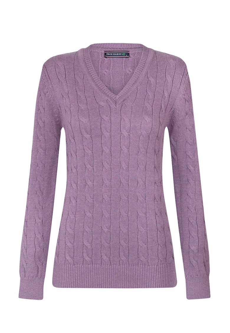 Pulover cu decolteu in V si model torsade