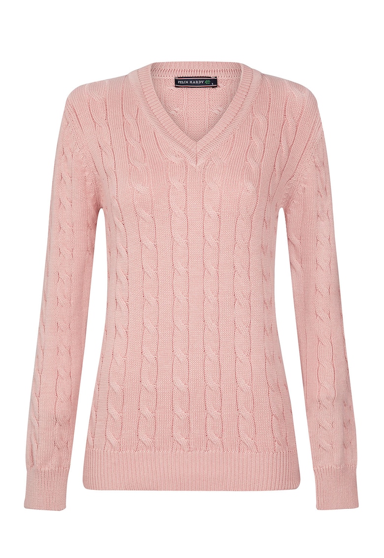 Pulover cu decolteu in V si model torsade