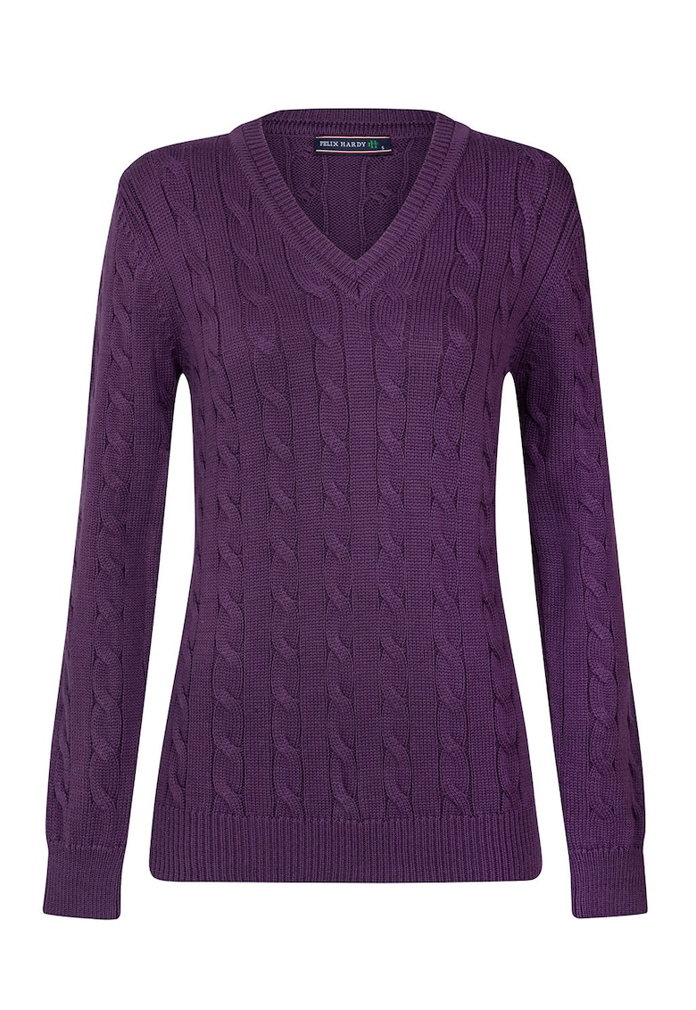 Pulover cu decolteu in V si model torsade