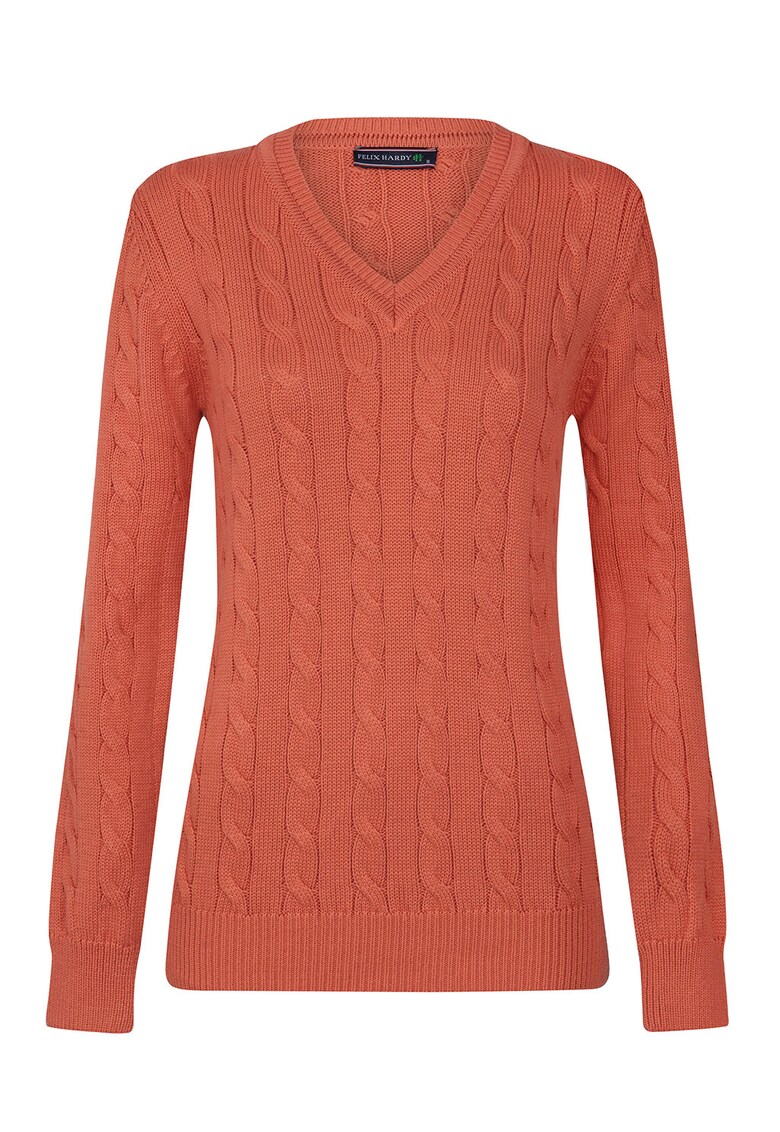 Pulover cu decolteu in V si model torsade