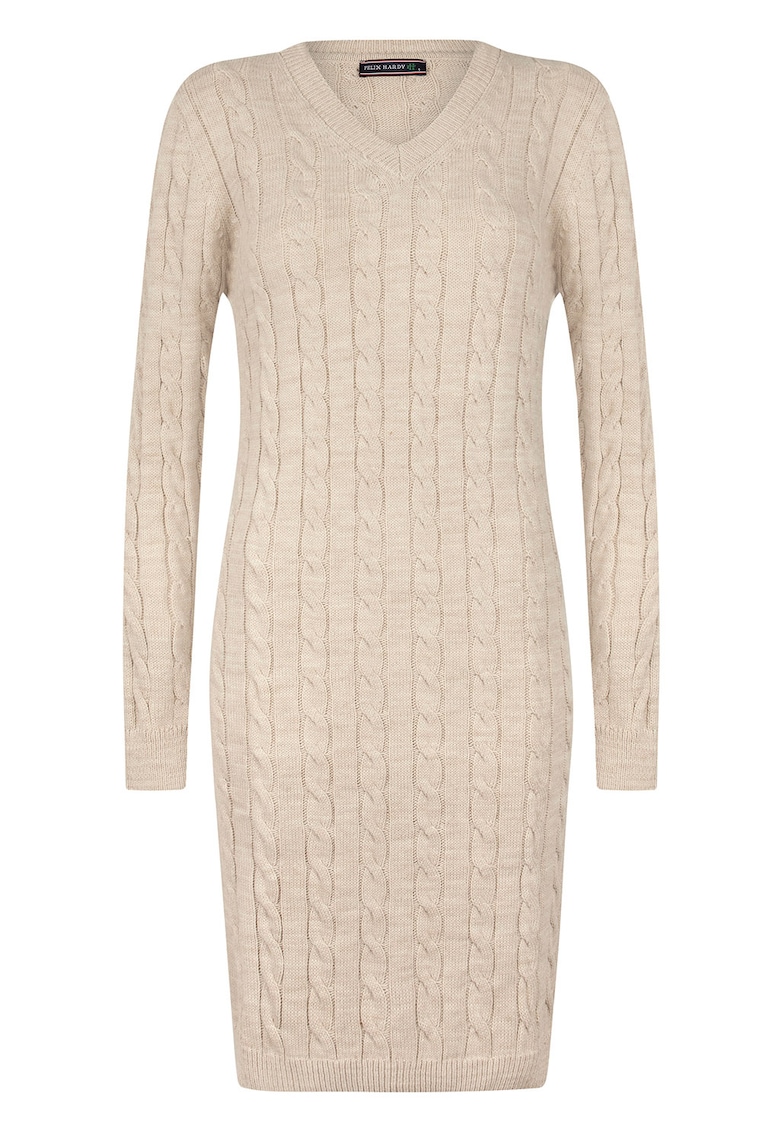 Rochie midi din amestec de lana - Bej deschis