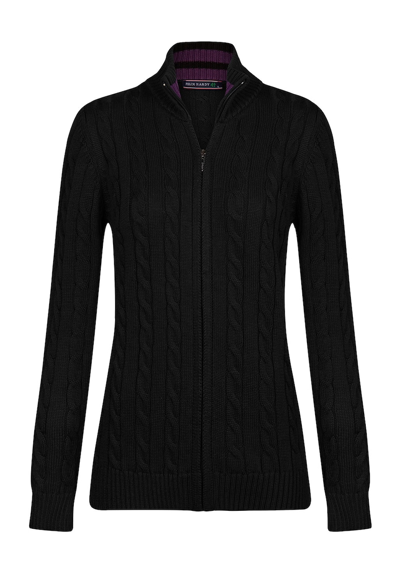 Cardigan cu fermoar si model torsade