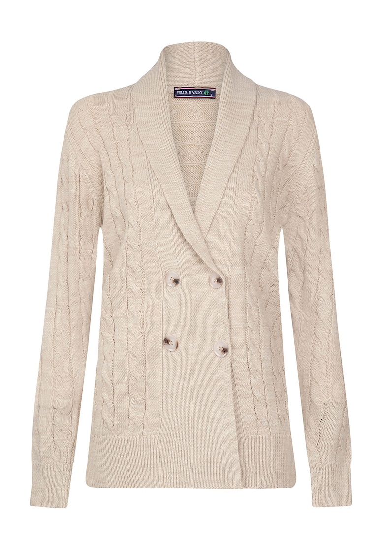 Cardigan din amestec de bumbac cu model torsade