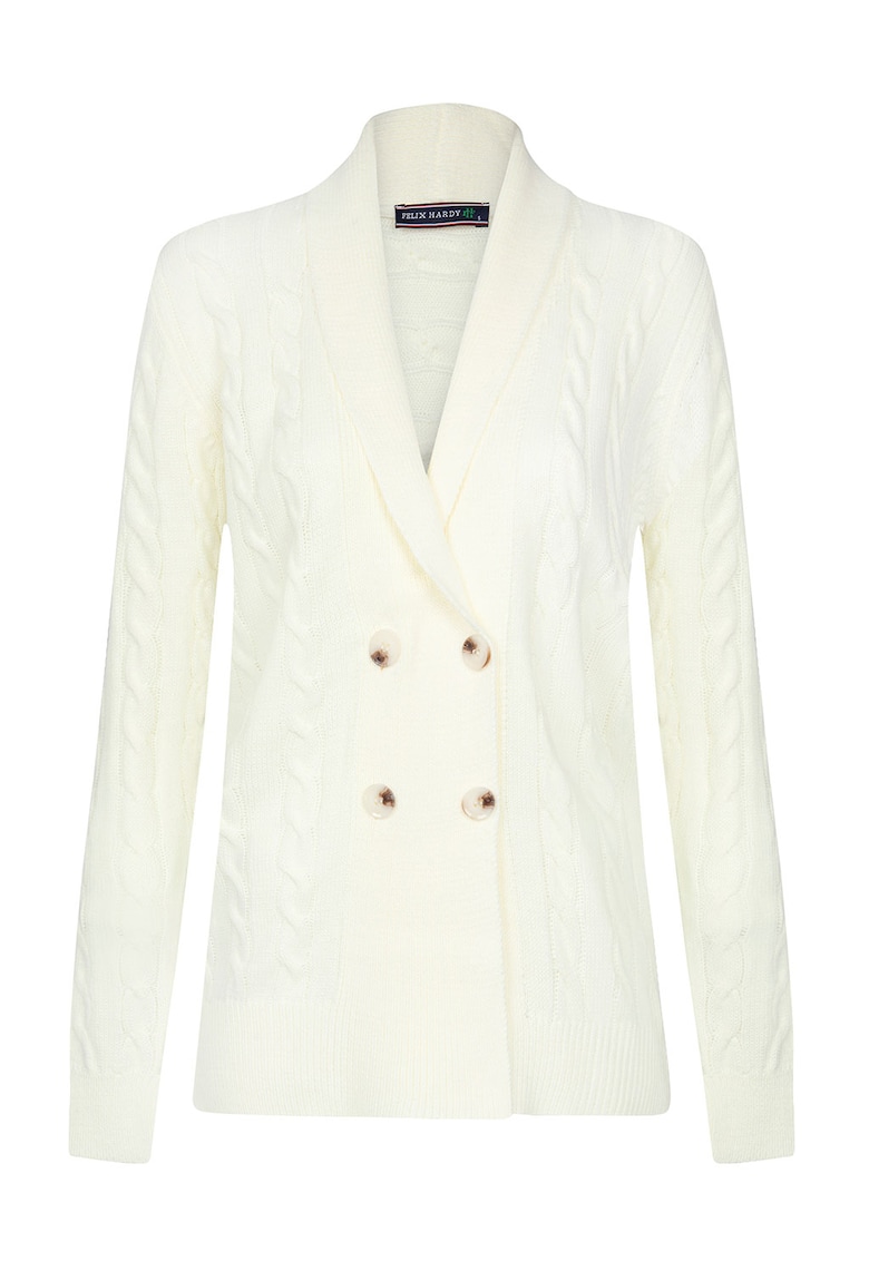 Cardigan din amestec de bumbac cu model torsade