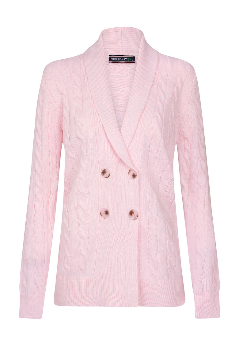 Cardigan din amestec de bumbac cu model torsade