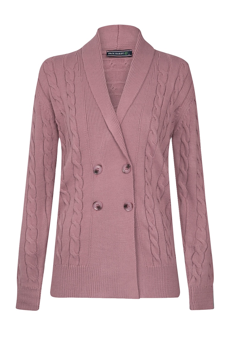 Cardigan din amestec de bumbac cu model torsade